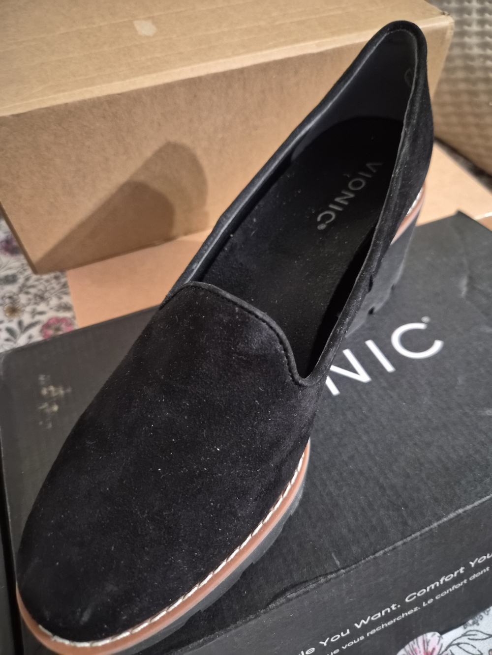 Vionic Black Slip-On Suede Loafers for WoMen